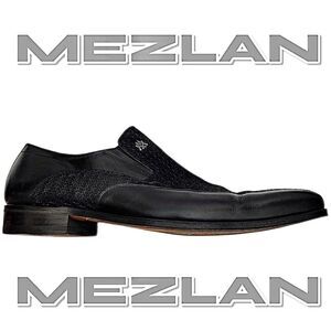 Mezlan Platinum STEPHANO Leather/Nubuck Loafers Black Shoes Spain Size 10 M EUC